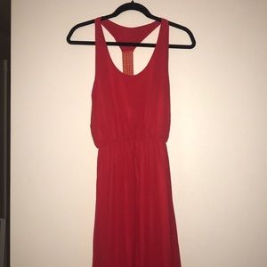 Red Maxi Dress with embroidery detail